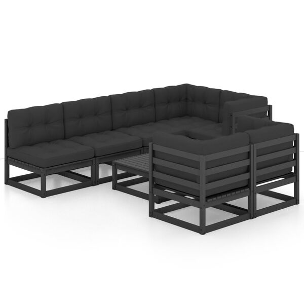 vidaXL 8-tlg. Garten-Lounge-Set mit Kissen Massivholz Kiefer