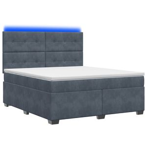vidaXL Boxspringbett mit Matratze Dunkelgrau 160 x 200 cm Samt