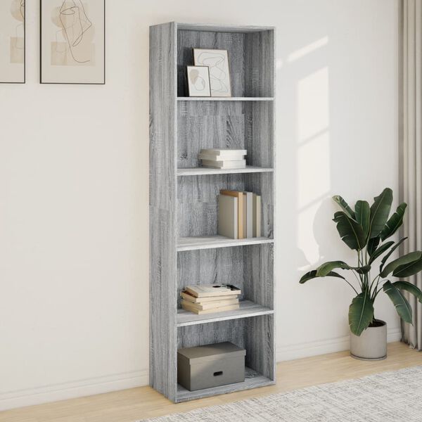 vidaXL Bücherregal Grau Sonoma 60x30x189 cm Holzwerkstoff