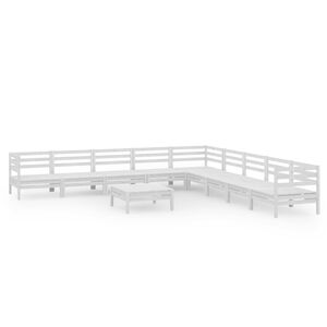 vidaXL 10-tlg. Garten-Lounge-Set Massivholz Kiefer Wei&szlig;