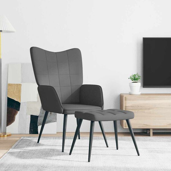 vidaXL Relaxsessel mit Hocker Dunkelgrau Stoff