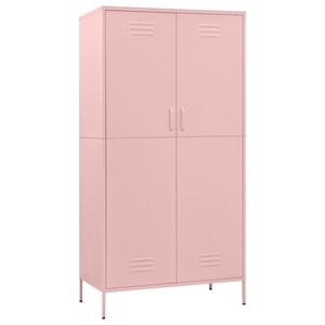 vidaXL Kleiderschrank Rosa 90x50x180 cm Stahl
