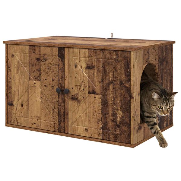 vidaXL Katzenhaus Altholz 85 x 55 x 50 cm Holzwerkstoff