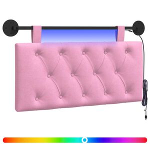 vidaXL H&auml;ngendes Kopfteil Mit LED Licht Rosa Stoff