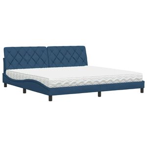 vidaXL Bett mit Matratze Blau 200x200 cm Stoff