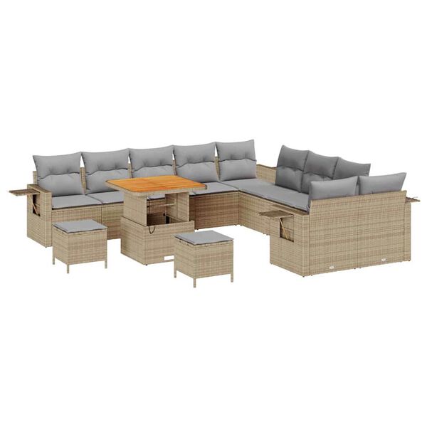 vidaXL Garten-Sofa-Set 13 pcs Beige Poly-Rattan