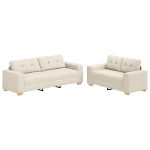 vidaXL Sofa 2 stk. Beige Leinenmischgewebe