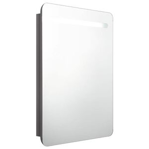 vidaXL LED-Bad-Spiegelschrank Gl&auml;nzendes Grau 60x11x80 cm