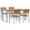 vidaXL Garten Essgruppe 5 stk. Grau Massivholz Akazie