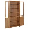 vidaXL B&uuml;cherschrank mit 4 T&uuml;ren 90x35x200 cm Eiche Massivholz & Glas