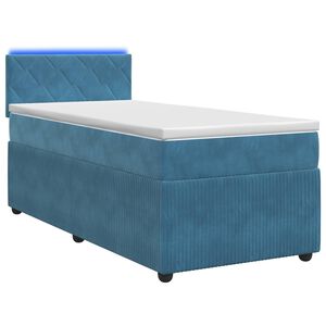 vidaXL Boxspringbett mit Matratze mit Kopfteil Blau 80 x 200 cm Samt