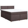 vidaXL Boxspringbett mit Matratze Dunkelbraun 140x200 cm Stoff