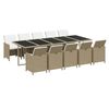 vidaXL 11-tlg. Garten-Essgruppe mit Kissen Poly Rattan Beige
