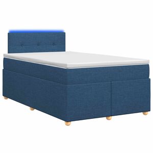 vidaXL Boxspringbett mit Matratze mit Kopfteil Blau 120 x 190 cm Stoff