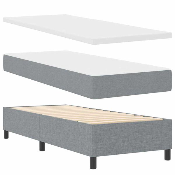 vidaXL Boxspringbett mit Matratze Hellgrau 80 x 200 cm Stoff