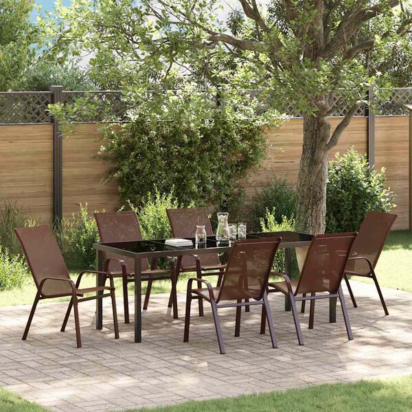 vidaXL Garten Essgruppe 7 pcs Braun und Schwarz