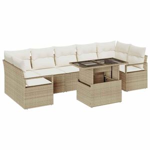vidaXL Garten-Sofa-Set mit Speicher 8 pcs Beige Poly Rattan