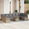 vidaXL Sofa Set mit Kissen 11 pcs Beige Poly Rattan