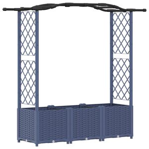 vidaXL Hochbeet mit Rankgitter und Dach Grau 164 x 40 x 138 cm PP