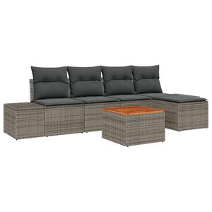 vidaXL Gartensofa-set mit Kissen 6 pcs Grau Poly-Rattan