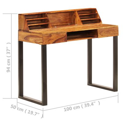 vidaXL Schreibtisch 110 x 50 x 94 cm Massivholz und Stahl