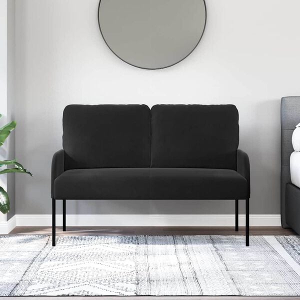 vidaXL Sofas mit Kissen 110cm Schwarz Sperrholz