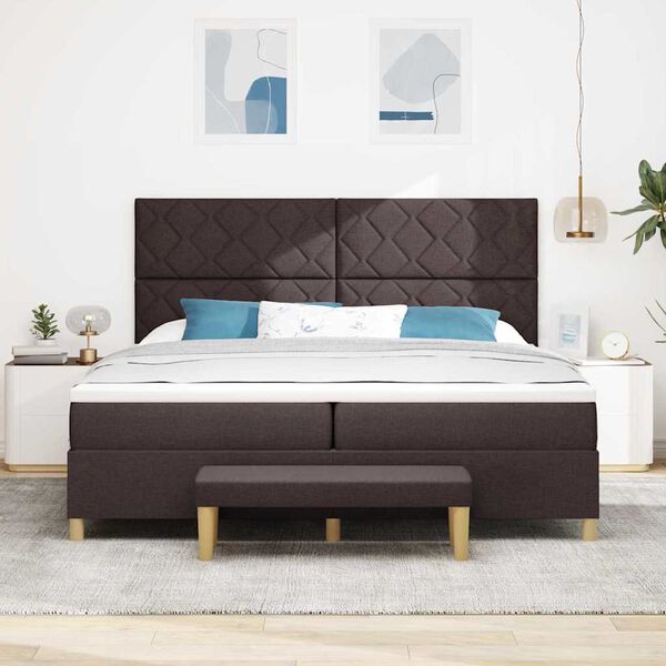 vidaXL Boxspringbett mit Matratze Dunkelbraun 200 x 200 cm Stoff