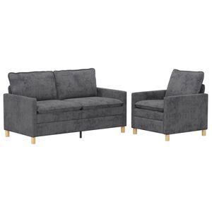 vidaXL Sofa Set 2 stk. Dunkelgrau Polyester