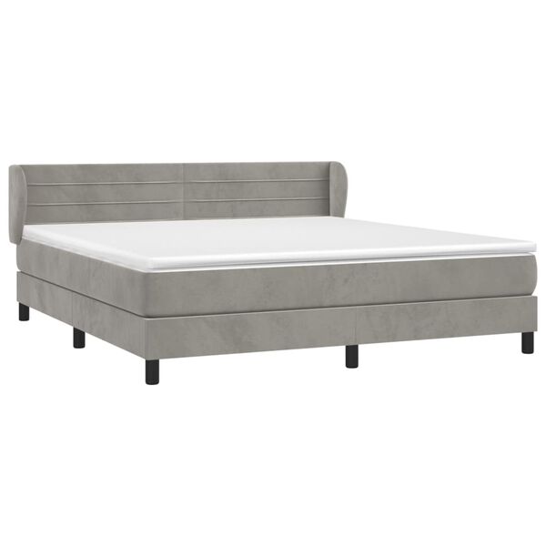 vidaXL Boxspringbett mit Matratze Hellgrau 160x200 cm Samt