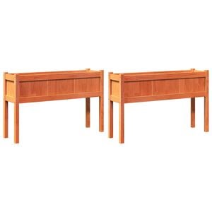 vidaXL Pflanzk&uuml;bel mit Beinen 2 Stk. Wachsbraun Massivholz Kiefer