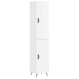 vidaXL Highboard Hochglanz-Wei&szlig; 34,5x34x180 cm Holzwerkstoff