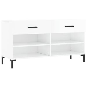 vidaXL Schuhbank Hochglanz-Wei&szlig; 102x35x55 cm Holzwerkstoff
