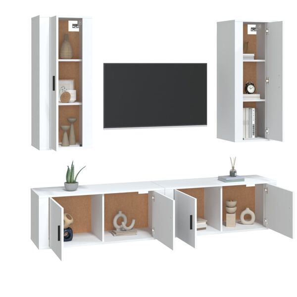vidaXL 4-tlg. TV-Schrank-Set Wei&szlig; Holzwerkstoff