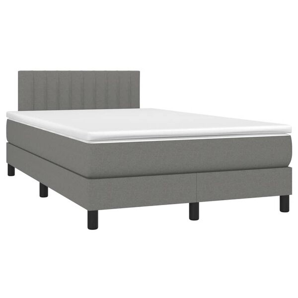 vidaXL Boxspringbett mit Matratze & LED Dunkelgrau 120x190 cm Stoff