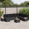 vidaXL Gartensofa-set mit Kissen mit Speicher 9 pcs Schwarz Polyrattan