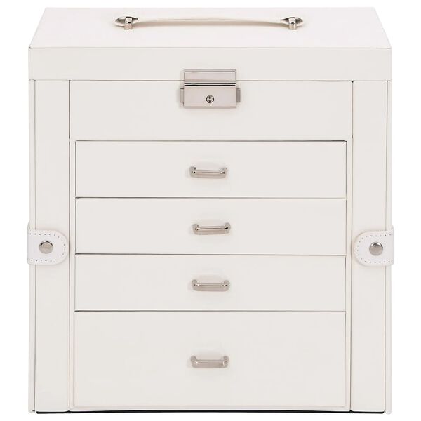 vidaXL Schmuckk&auml;stchen 5-Schichten mit Spiegel Abschlie&szlig;bar Wei&szlig;