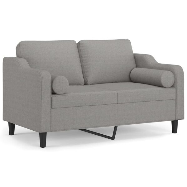 vidaXL 2-Sitzer-Sofa mit Kissen Hellgrau 120 cm Stoff