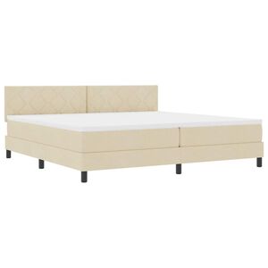 vidaXL Boxspringbett mit Kissen mit Kopfteil Creme 200 x 200 cm Stoff