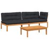 vidaXL 3-tlg. Garten-Sofagarnitur aus Paletten mit Kissen Akazienholz