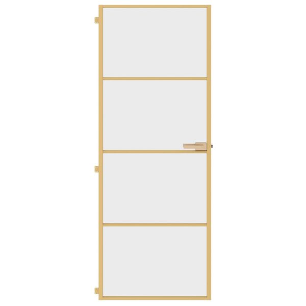 vidaXL Innentür Schlank Golden 76x201,5 cm Hartglas und Aluminium