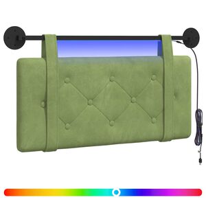 vidaXL H&auml;ngendes Kopfteil Mit LED Licht Hellgr&uuml;n Samt