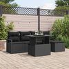 vidaXL Garten-Sofa-Set mit Kissen 6 pcs Schwarz Poly-Rattan