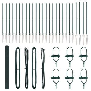 vidaXL Zaunpfosten Gr&uuml;n 50 x 1,5 m (16 x 16 mm Maschen) Stahl und PVC