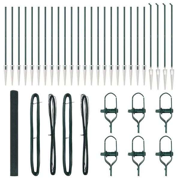 vidaXL Zaunpfosten Gr&uuml;n 50 x 1,5 m (16 x 16 mm Maschen) Stahl und PVC