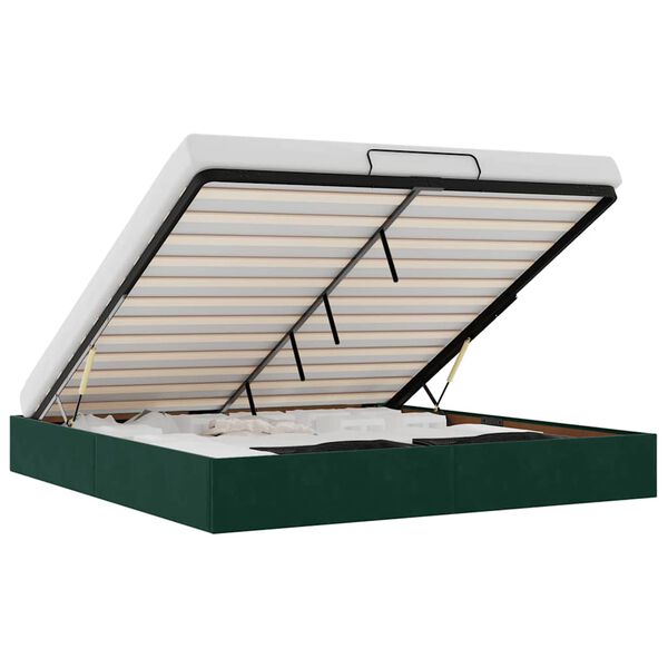 vidaXL Ottoman-Bett ohne Matratze Dunkelgr&uuml;n 160x200 cm Samt