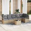 vidaXL Sofa Set mit Kissen 7 pcs Beige Poly Rattan