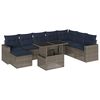 vidaXL 9-teiliges Gartensofa-Set mit Kissen, grau, Polyrattan