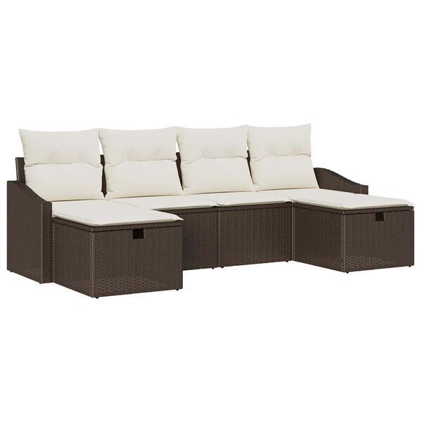 vidaXL Gartensofa-set mit Kissen mit Speicher 6 pcs Poly-Rattan