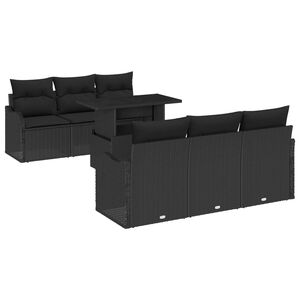 vidaXL Gartensofa-set mit Kissen 7 pcs Schwarz Poly-Rattan
