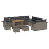 vidaXL Gartensofa-set 14 Stk. Grau Poly-Rattan